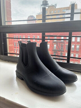 Fouganza Decathlon Black Rubber Chelsea Riding Boots EU 38